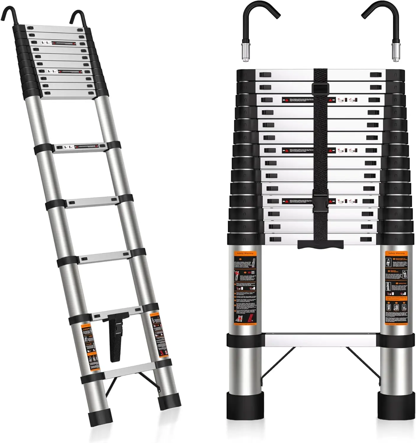 Zip Living ExtendSafe Telescoping Ladder compact and extended display