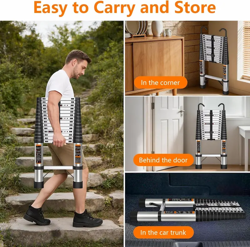 How to retract telescoping ladder